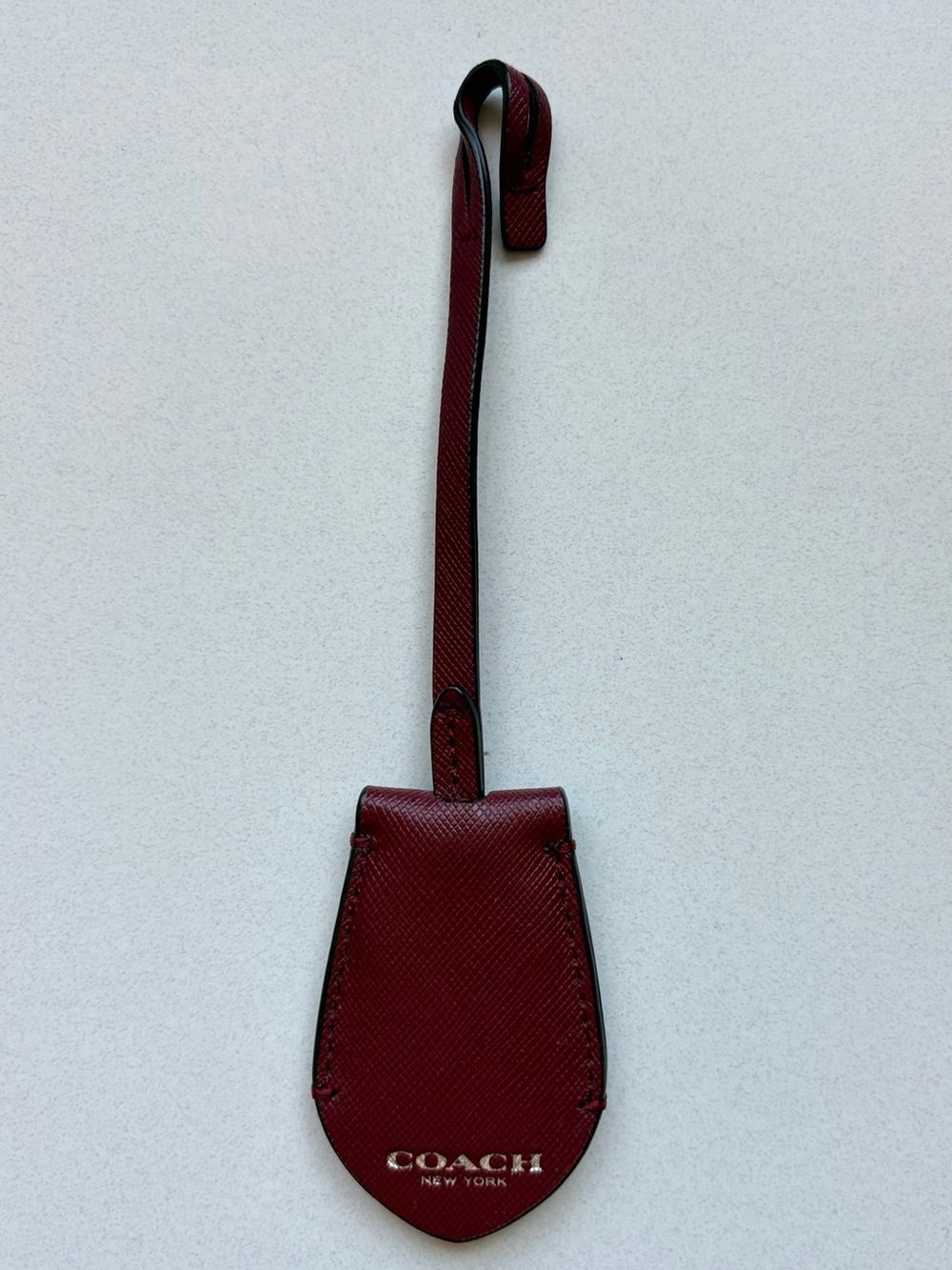 Authentic Coach Oxblood Leather Opening Key Clochette with Split Ring